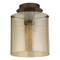 Searchlight - Candeeiro de teto SWEDEN 1xE27/60W/230V Ø 22 cm castanho/fumado