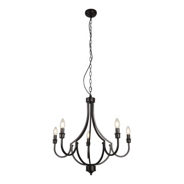 Searchlight - Candeeiro suspenso LODGE 5xE14/60W/230V preto