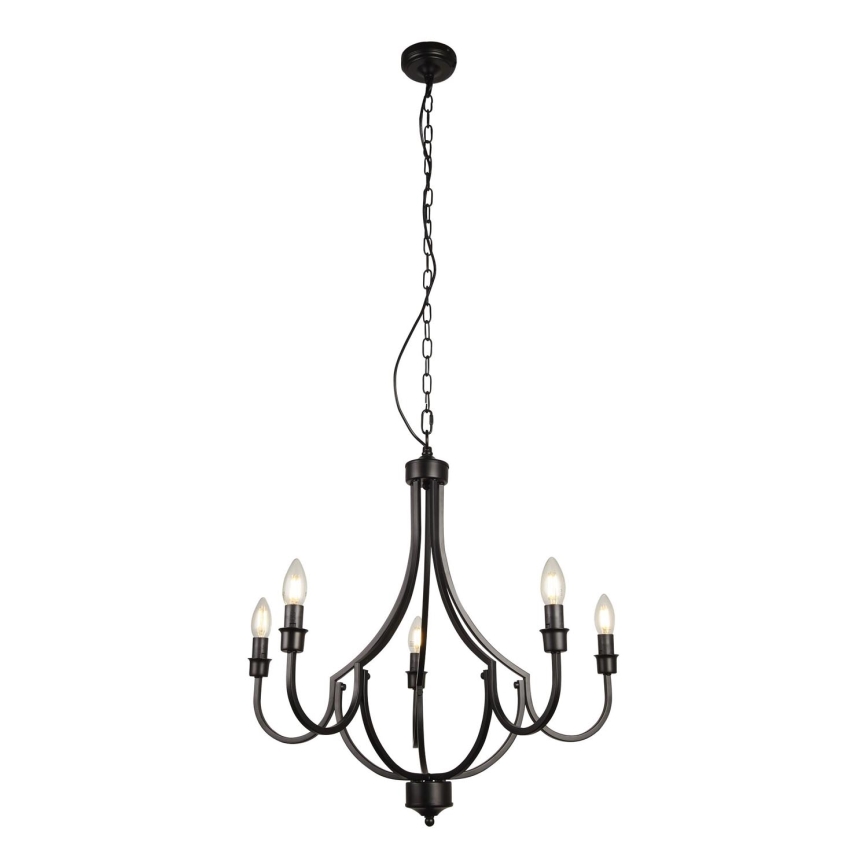 Searchlight - Candeeiro suspenso LODGE 5xE14/60W/230V preto