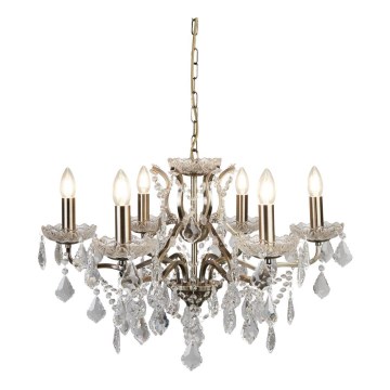 Searchlight - Candelabro de cristal de corrente PARIS 6xE14/40W/230V