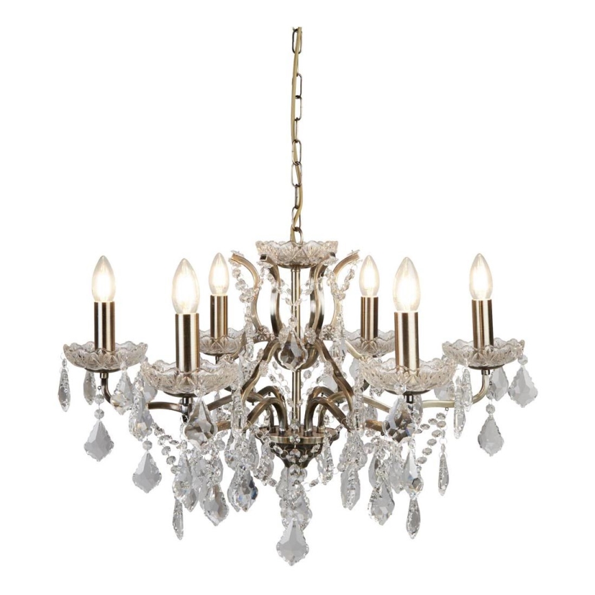 Searchlight - Candelabro de cristal de corrente PARIS 6xE14/40W/230V