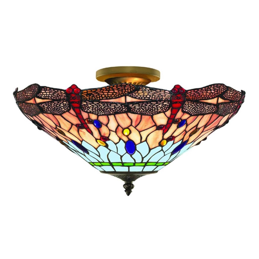 Searchlight - Candelabro montado à superfície Tiffany  DRAGONFLY 3xE14/40W/230V