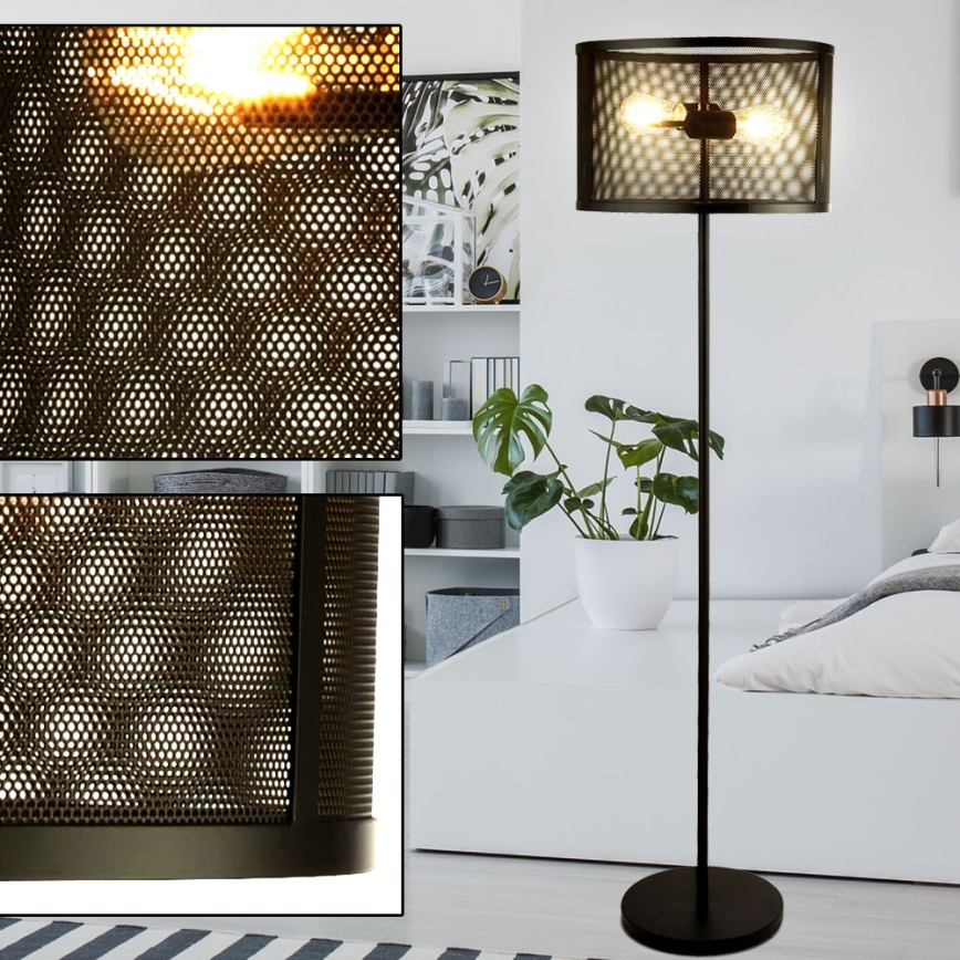 Searchlight - Luminária de piso FISHNET 2xE27/60W/230V preto antigo