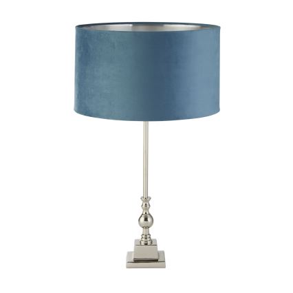 Searchlight - Candeeiro de mesa WHITBY 1xE27/10W/230V azul/cromado brilhante