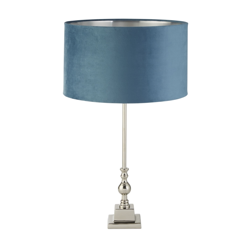Searchlight - Candeeiro de mesa WHITBY 1xE27/10W/230V azul/cromado brilhante
