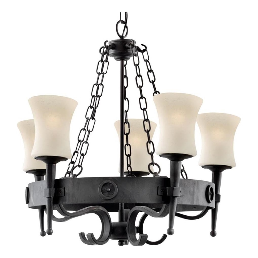 Searchlight - Lustre com corrente CARTWHEEL 5xE27/60W/230V preto