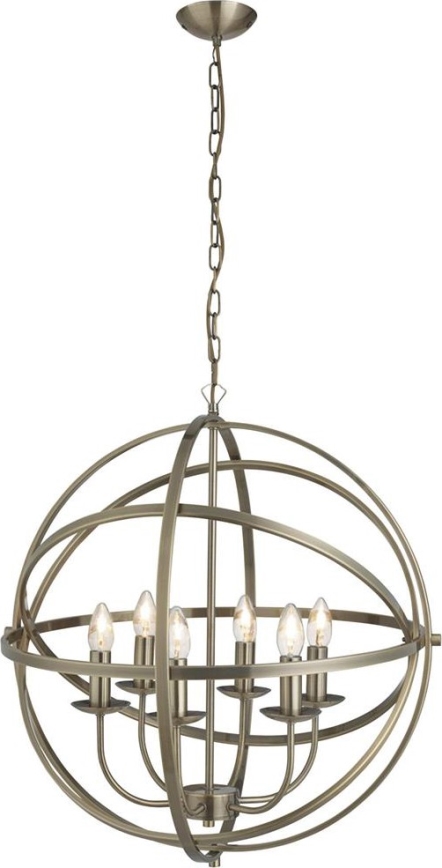 Searchlight - Lustre com corrente ORBIT 6xE14/60W/230V latão