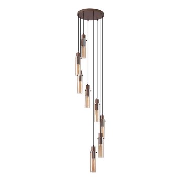 Searchlight - Lustre suspenso com cabo SWEDEN 8xE27/60W/230V castanho/fumado