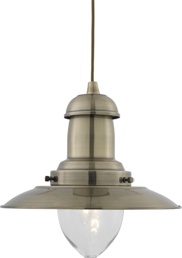 Searchlight - Lustre suspenso por cabo FISHERMAN 1xE27/60W/230V com acabamento em latão