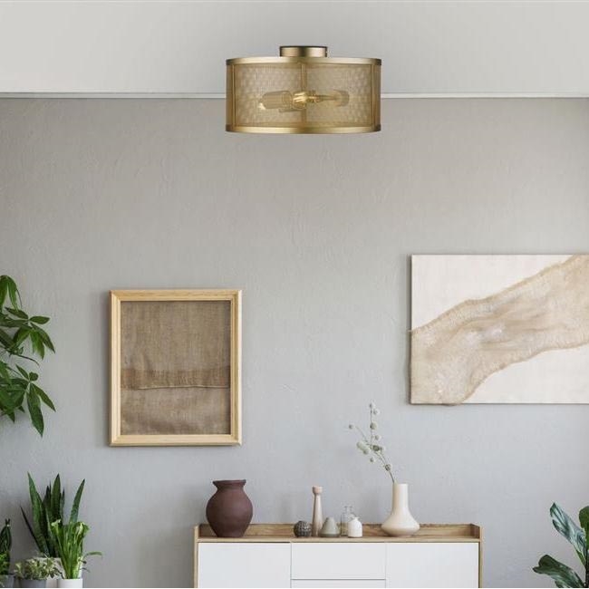 Searchlight - Luz de teto FISHNET 3xE27/60W/230V dourado