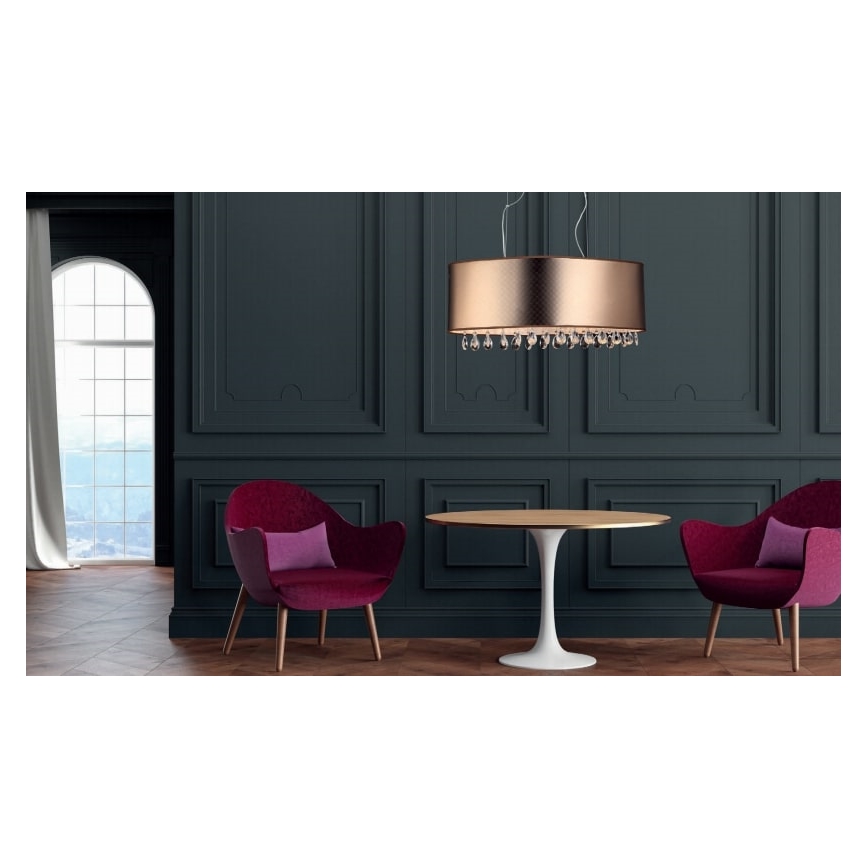 Searchlight - Candeeiro suspenso MOTAN 4xE14/40W/230V cobre