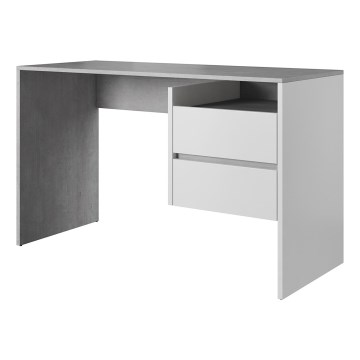 Secretária com gavetas MARLO cinzento betão/branco