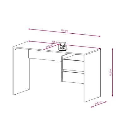 Secretária com gavetas MARLO cinzento betão/branco