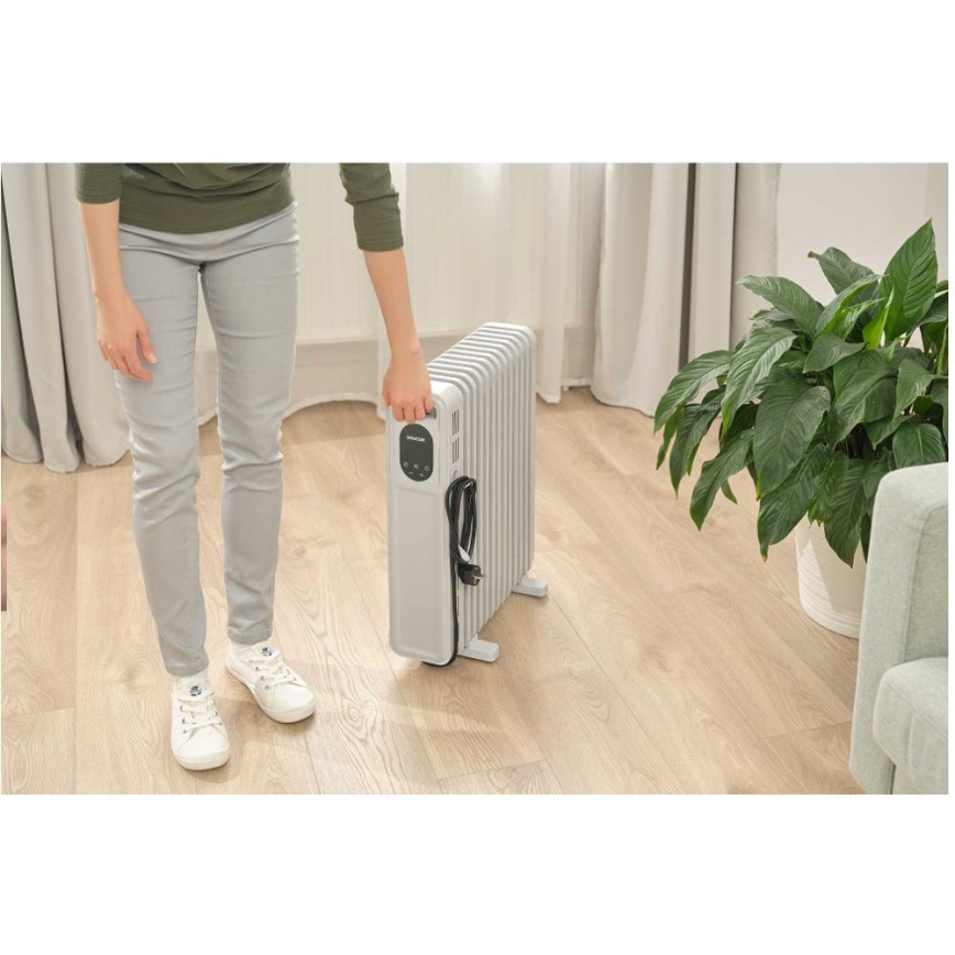 Sencor - Aquecedor a óleo com 13 elementos 1000/2500W/230V branco + controlo remoto