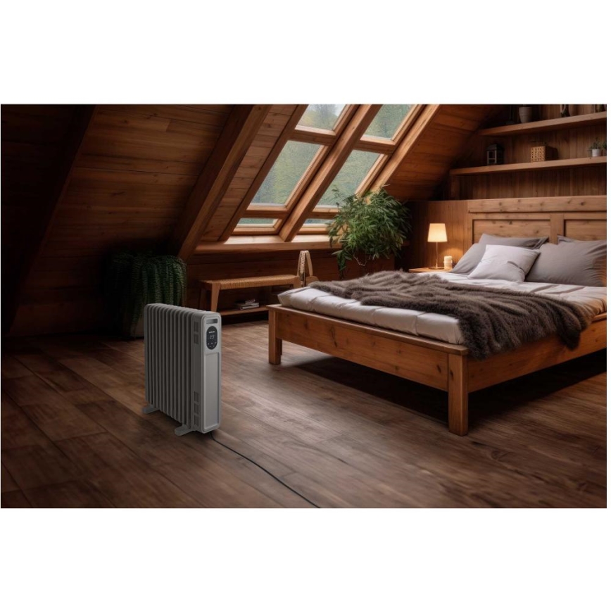 Sencor - Aquecedor a óleo com 13 elementos 1000/2500W/230V branco + controlo remoto