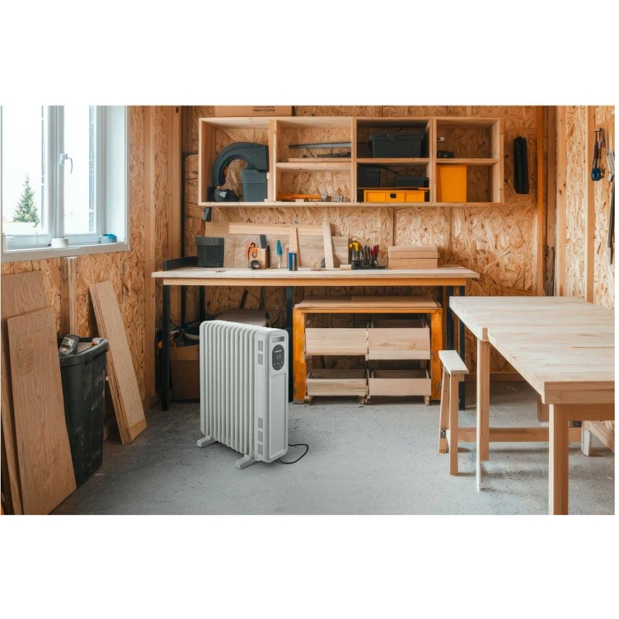 Sencor - Aquecedor a óleo com 13 elementos 1000/2500W/230V branco + controlo remoto
