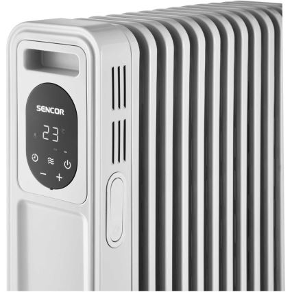 Sencor - Aquecedor a óleo com 13 elementos 1000/2500W/230V branco + controlo remoto