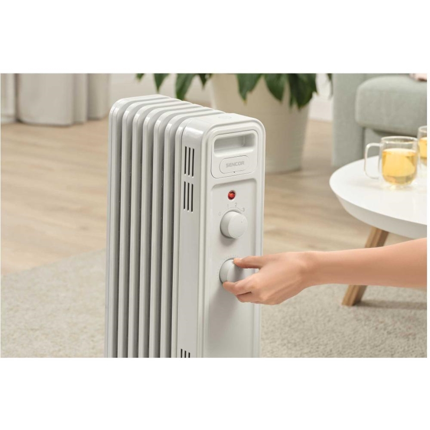 Sencor - Aquecedor a óleo com 7 aletas, 600/900/1500 W/230 V, branco