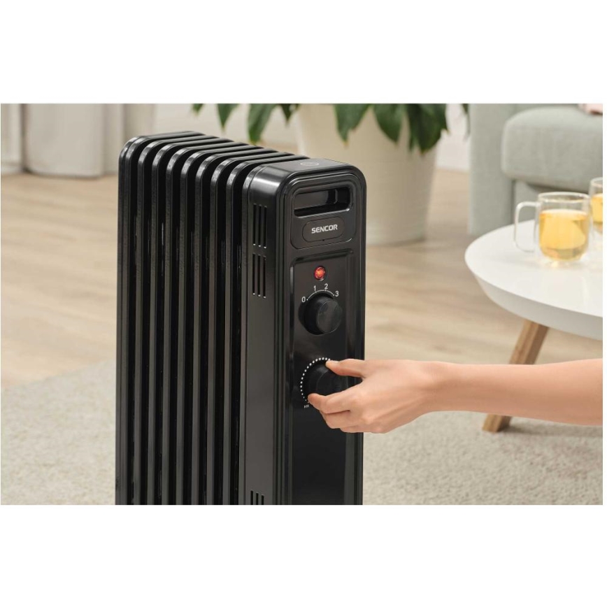 Sencor - Aquecedor a óleo com 9 aletas, 800/1200/2000 W, 230 V, preto