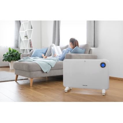 Sencor - Aquecedor de convecção com ecrã LCD e termóstato 750W/1500W/230V IP24