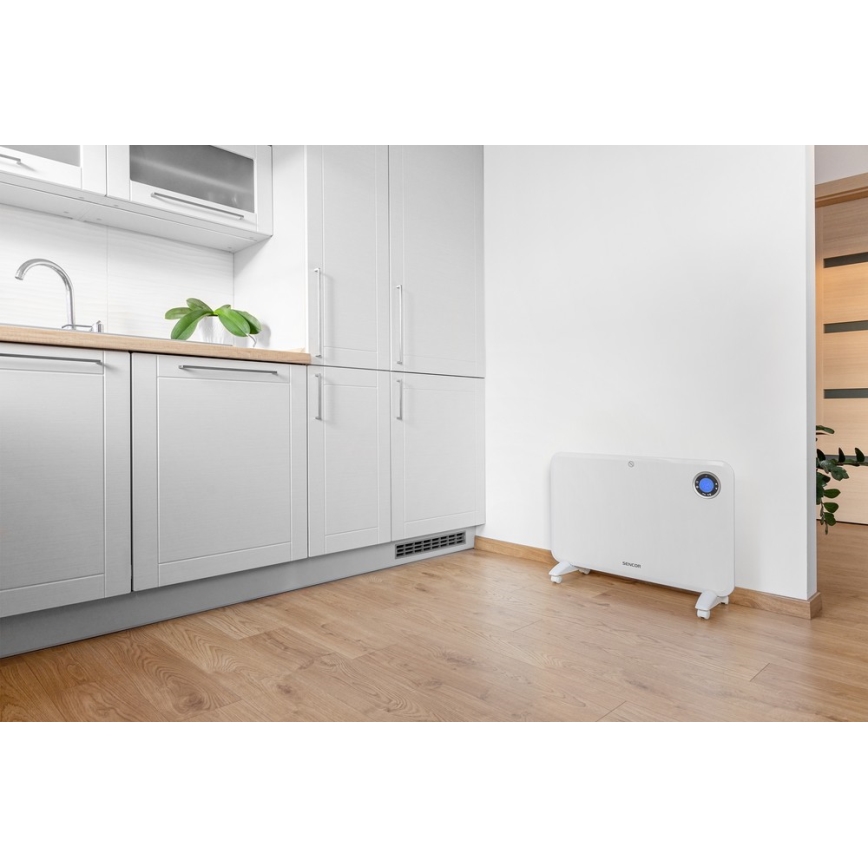 Sencor - Aquecedor de convecção com ecrã LCD e termóstato 750W/1500W/230V IP24