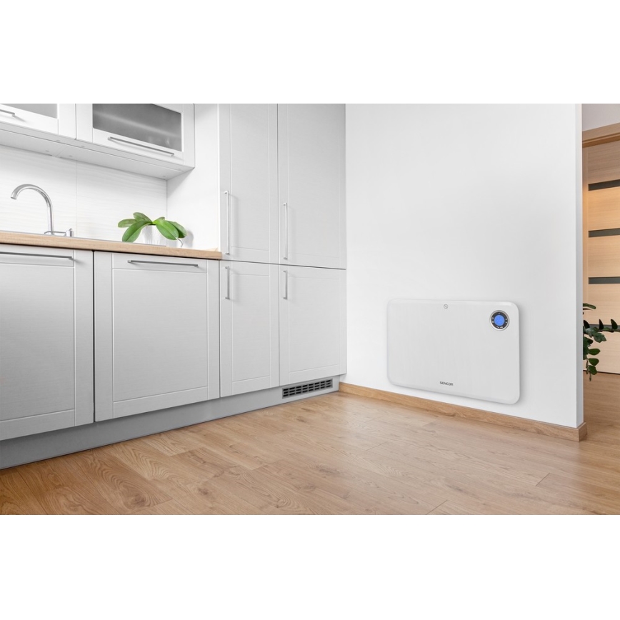 Sencor - Aquecedor de convecção com ecrã LCD e termóstato 750W/1500W/230V IP24