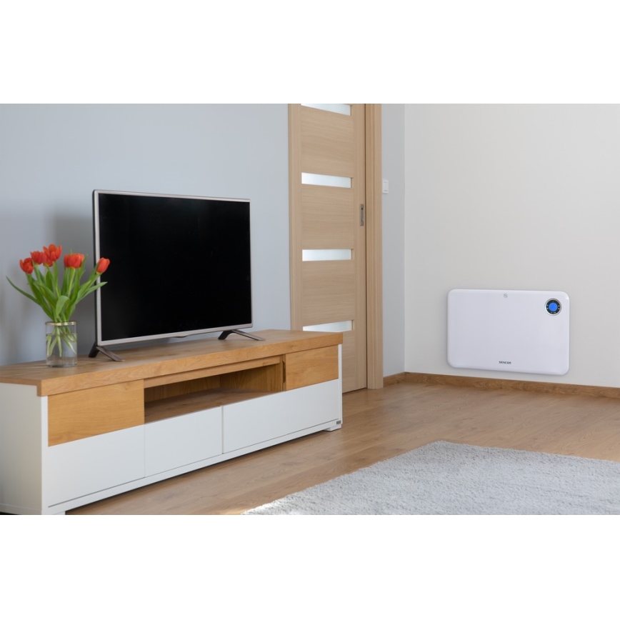 Sencor - Aquecedor de convecção com ecrã LCD e termóstato 750W/1500W/230V IP24