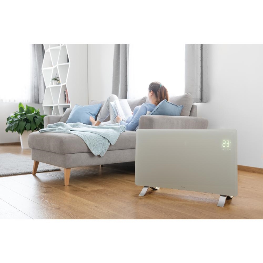 Sencor - Aquecedor elétrico/convector inteligente 1200/2400W/230V IP24 Wi-Fi branco