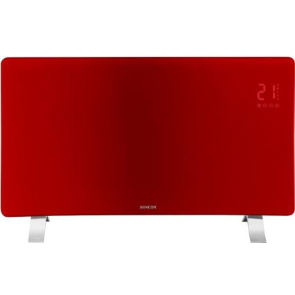 Sencor - Aquecedor elétrico/convector inteligente 1200/2400W/230V IP24 Wi-Fi vermelho