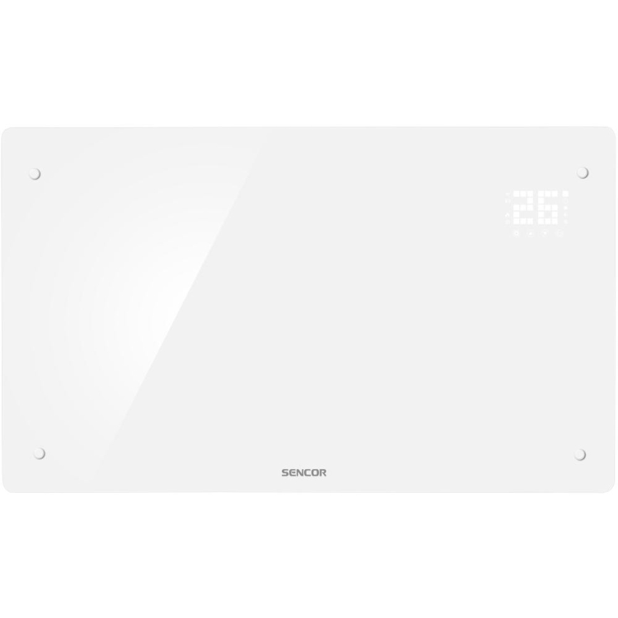 Sencor - Aquecedor/convector elétrico inteligente 2000W/230V IP24 Wi-Fi branco + controlo remoto