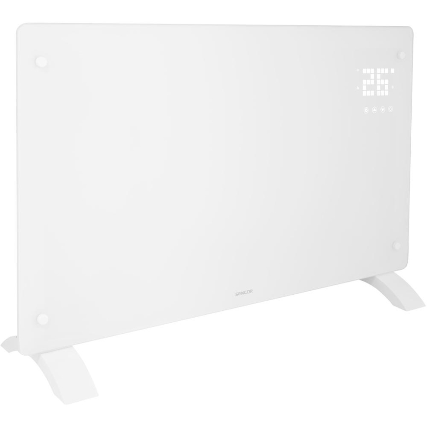 Sencor - Aquecedor/convector elétrico inteligente 2000W/230V IP24 Wi-Fi branco + controlo remoto