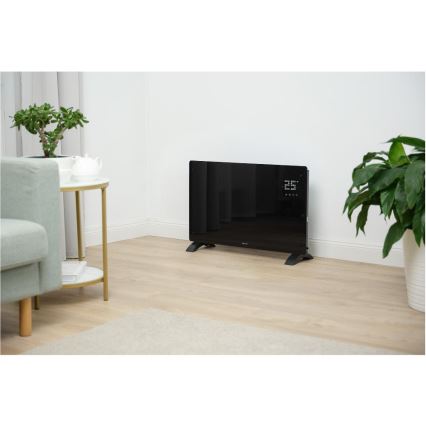 Sencor - Aquecedor elétrico/convector inteligente 2000W/230V IP24 Wi-Fi preto + comando remoto
