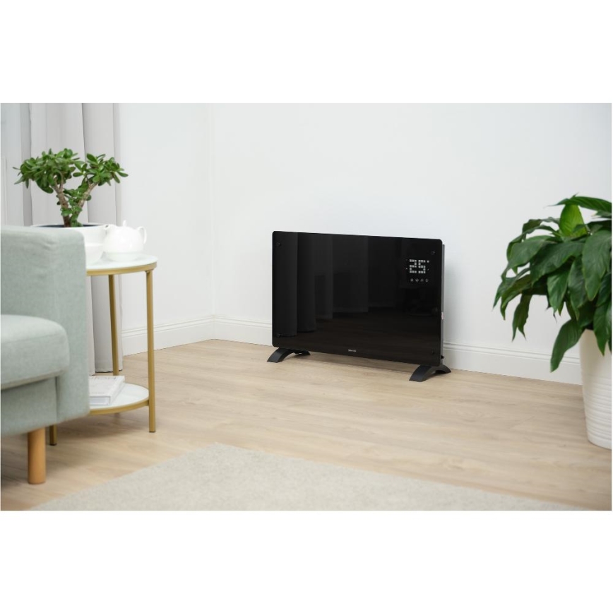 Sencor - Aquecedor elétrico/convector inteligente 2000W/230V IP24 Wi-Fi preto + comando remoto