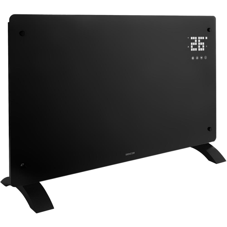 Sencor - Aquecedor elétrico/convector inteligente 2000W/230V IP24 Wi-Fi preto + comando remoto