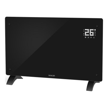 Sencor - Aquecedor elétrico/convector inteligente 2000W/230V IP24 Wi-Fi preto + comando remoto