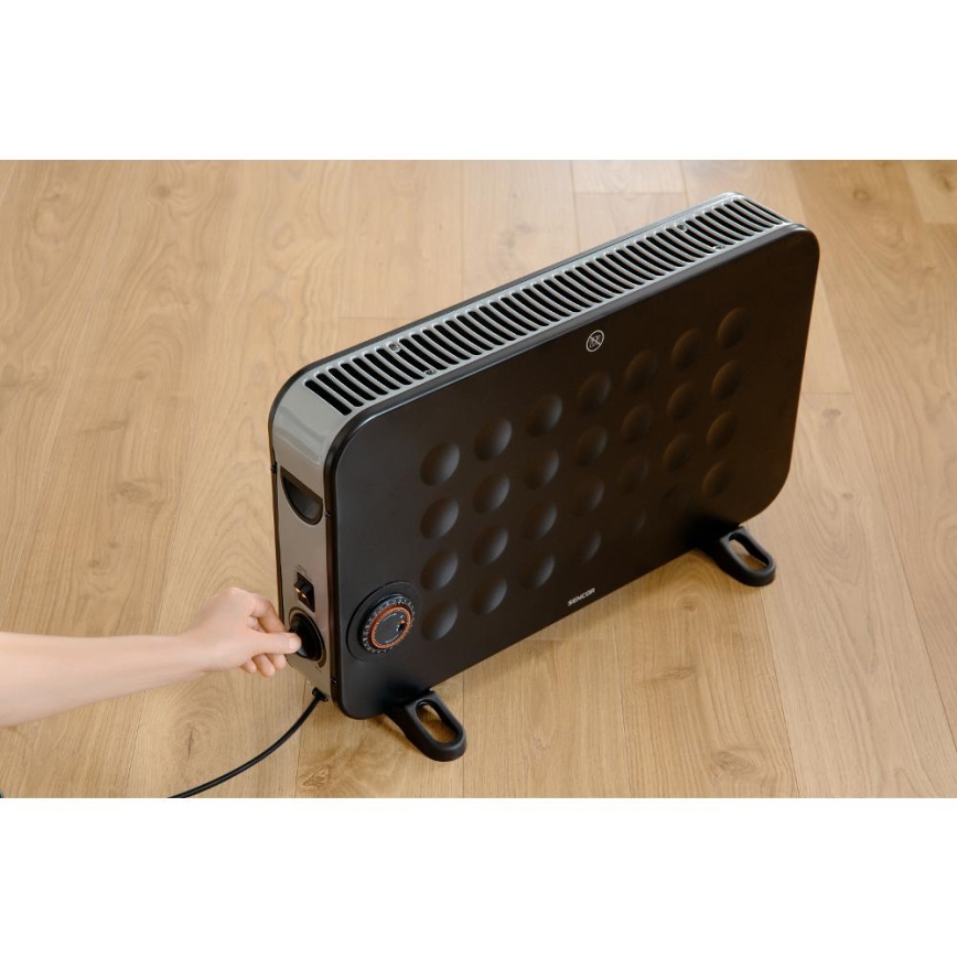 Sencor - Aquecedor para convector elétrico 750/1250/2000W/230V termostato IP24 preto