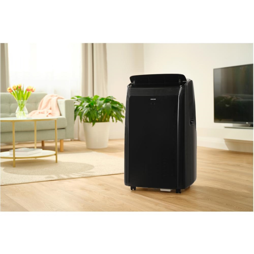 Sencor - Ar condicionado inteligente e portátil incluindo acessórios completos 900W/230V 9000 BTU Wi-Fi preto + comando