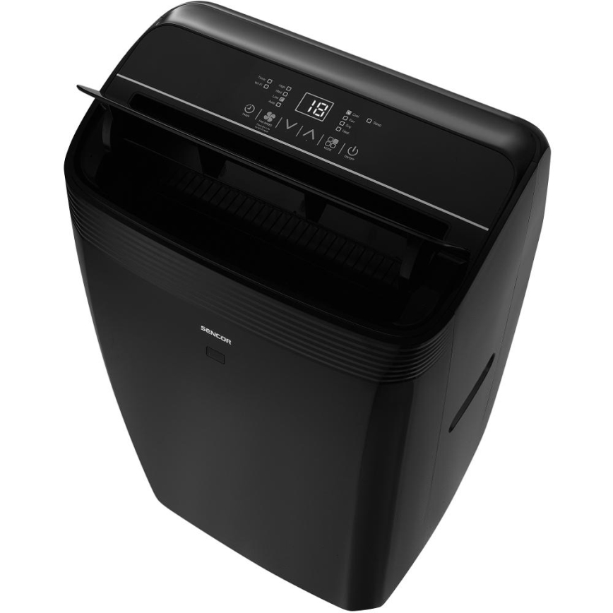 Sencor - Ar condicionado inteligente e portátil incluindo acessórios completos 900W/230V 9000 BTU Wi-Fi preto + comando