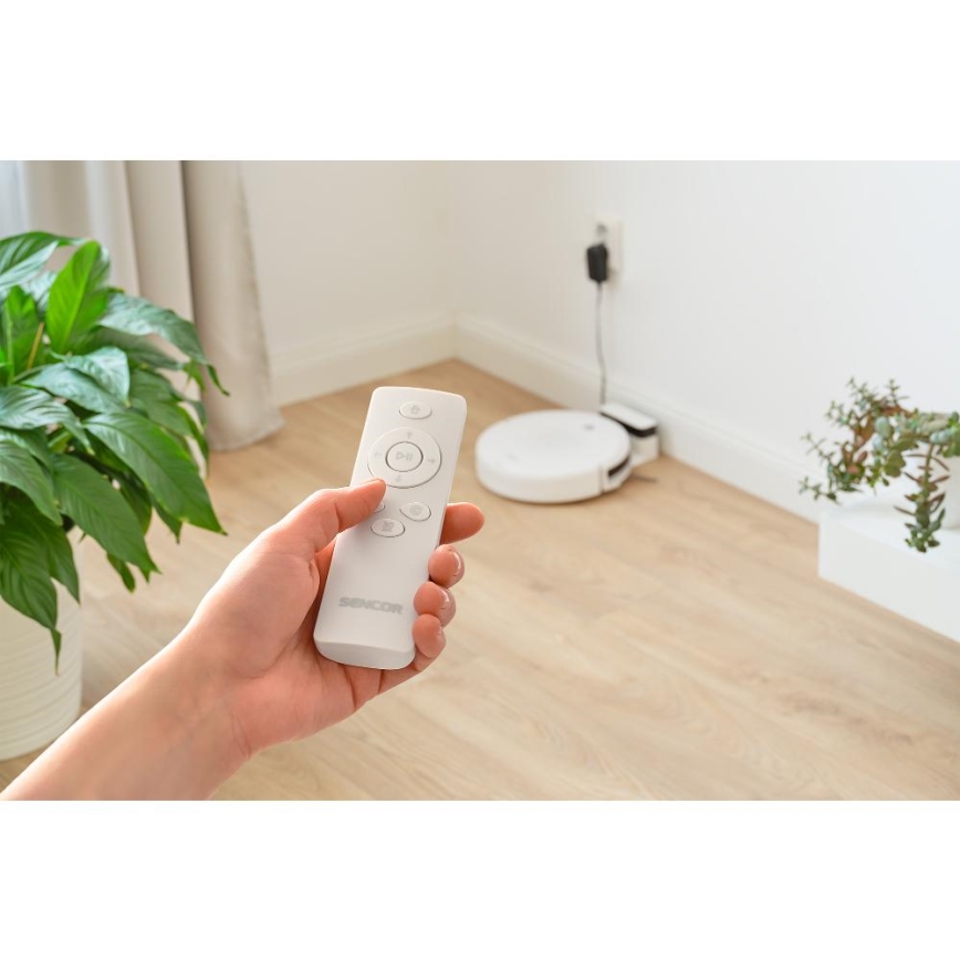 Sencor - Aspirador robô com mopa 2em1 18W/1500 mAh branco + comando
