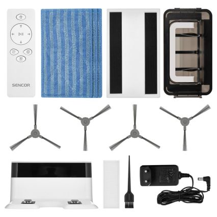 Sencor - Aspirador robô com mopa 2em1 18W/1500 mAh branco + comando