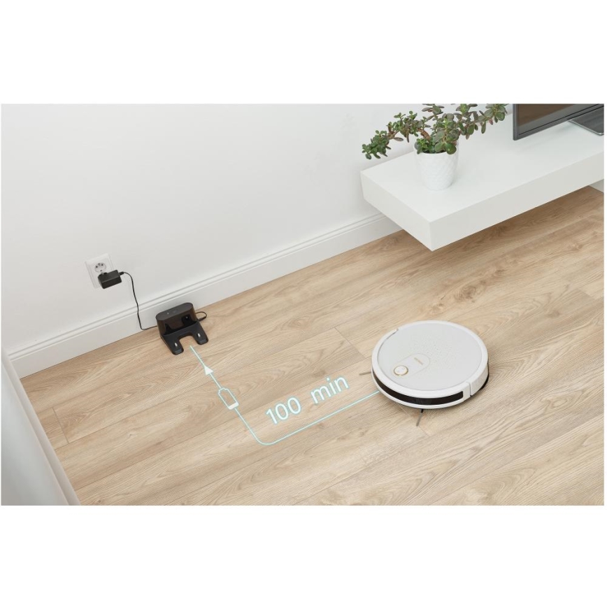 Sencor - Aspirador robô inteligente com mopa 2em1 28W/2600 mAh Wi-Fi branco + comando