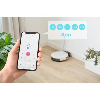 Sencor - Aspirador robô inteligente com mopa 2em1 28W/2600 mAh Wi-Fi branco + comando