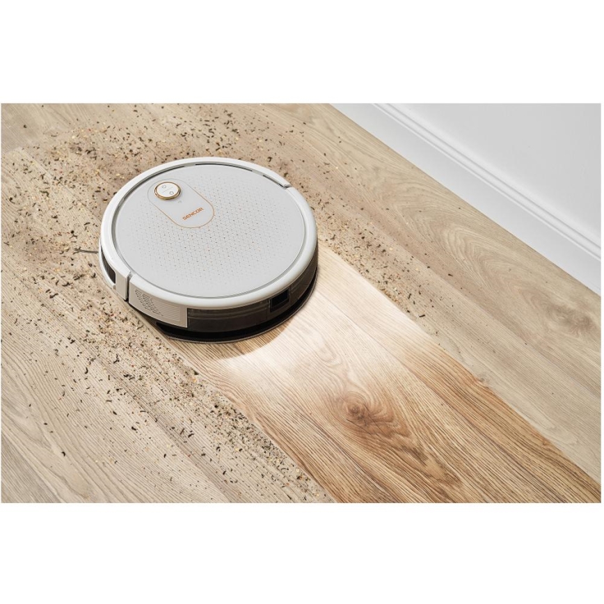 Sencor - Aspirador robô inteligente com mopa 2em1 28W/2600 mAh Wi-Fi branco + comando