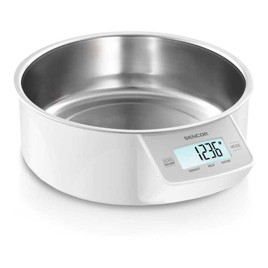 Sencor - Balança de cozinha digital 2xAAA branco/cromado mate