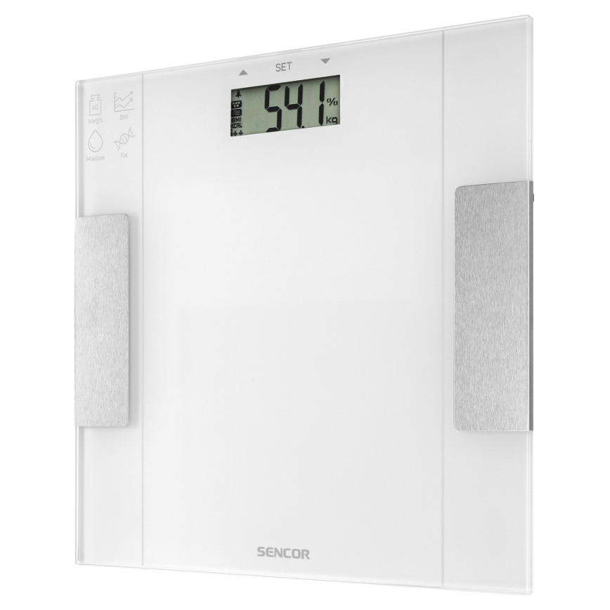 Sencor - Balança inteligente pessoal de fitness 1xCR2032 branca