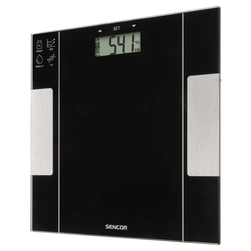 Sencor - Balança inteligente pessoal de fitness 1xCR2032 preta