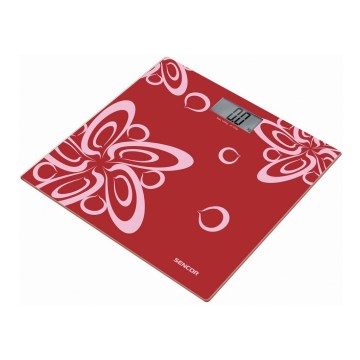 Sencor - Balança pessoal digital com ecrã LCD 1xCR2032 vermelho