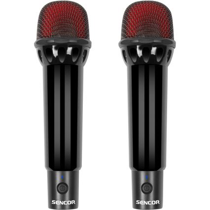 Sencor - Coluna LED com microfones sem fios 4000 mAh + 2x 1200 mAh