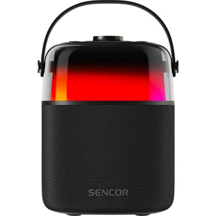 Sencor - Coluna LED RGB com microfones sem fios 35W 8000 mAh IPX5 preto