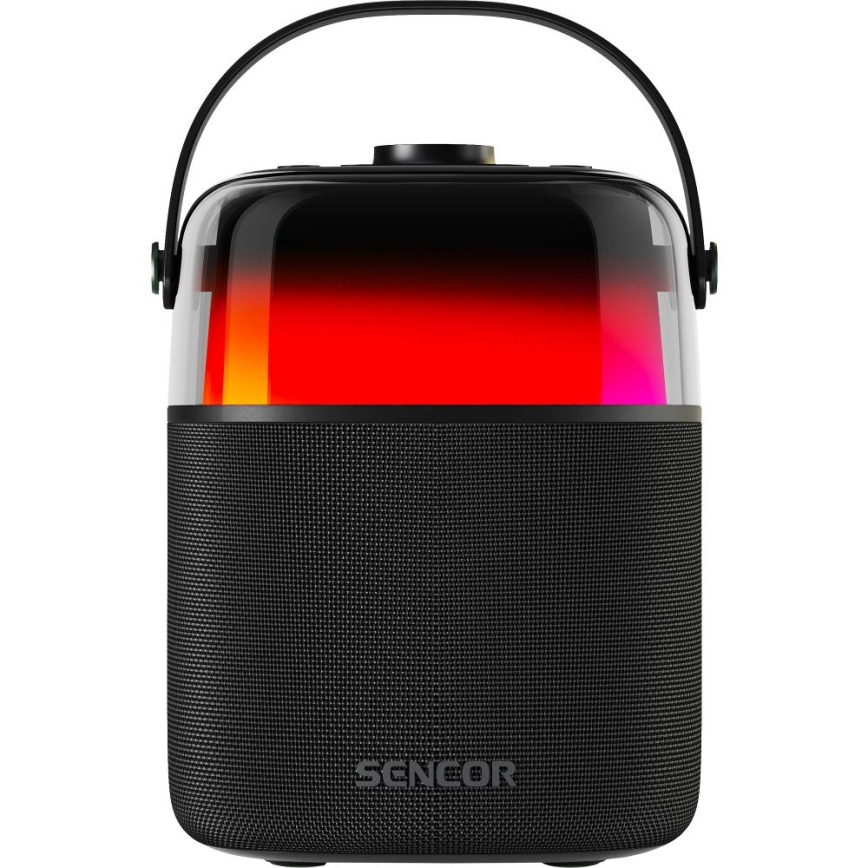 Sencor - Coluna LED RGB com microfones sem fios 35W 8000 mAh IPX5 preto